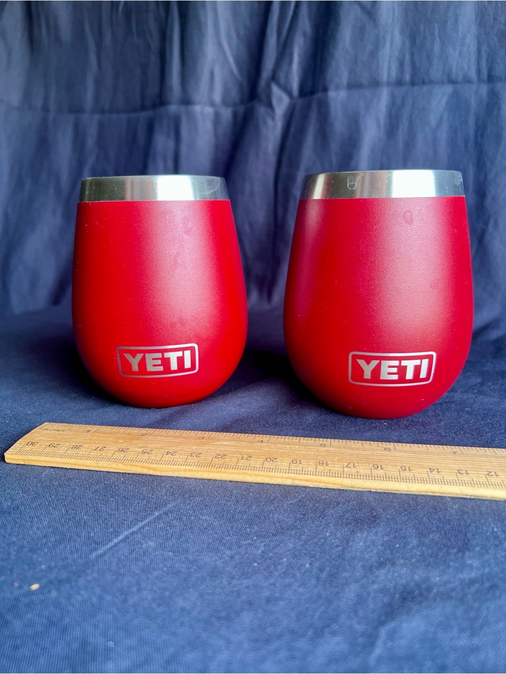 YETI set if 2 Rambler 10 oz Red Wine Tumbler Stainless Steel NO LID